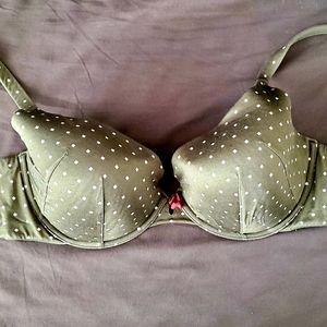 Cacique Olive Green Polka Dot Bra